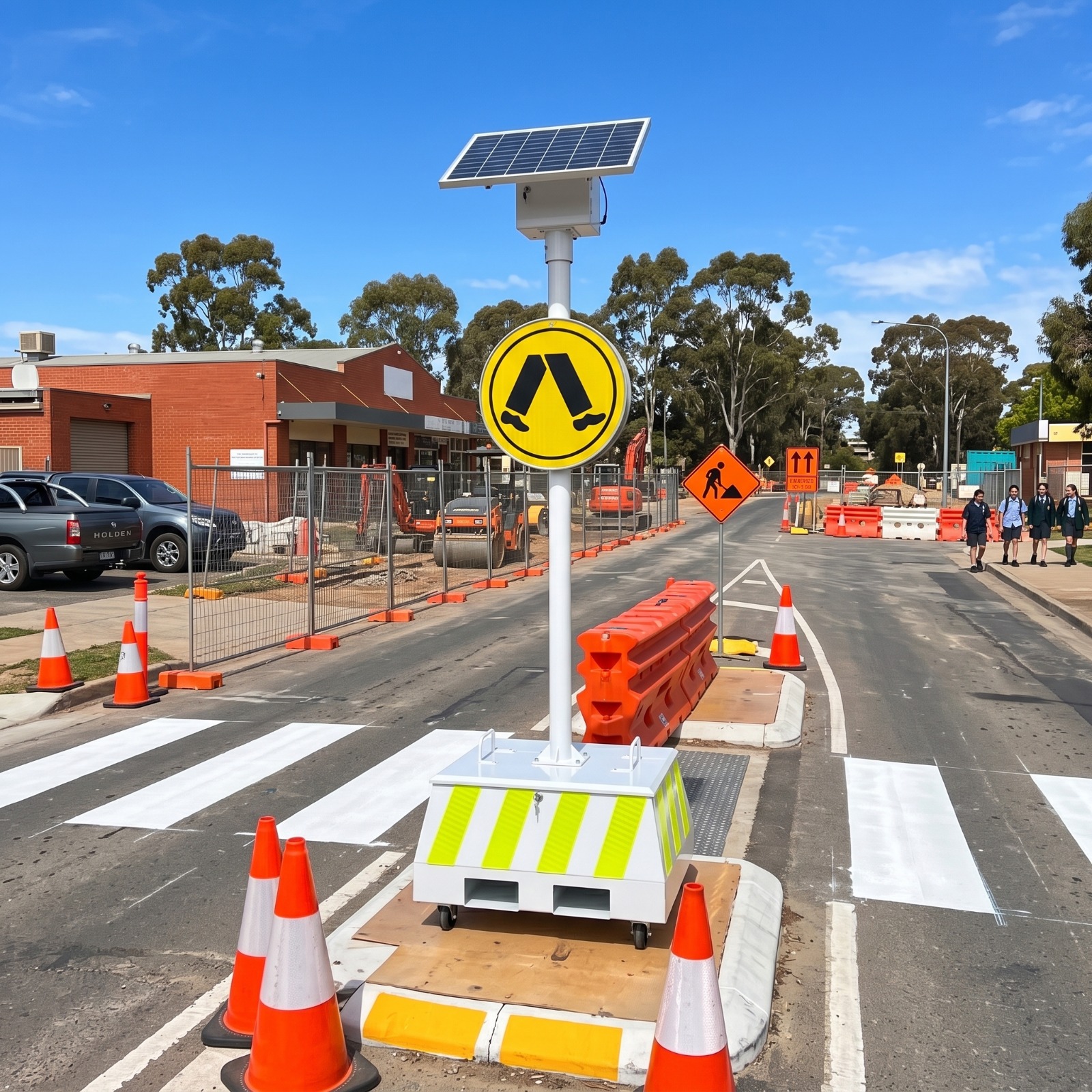 Illuminated Pedestrian Crossing Sign with STAN-01 Portable Base