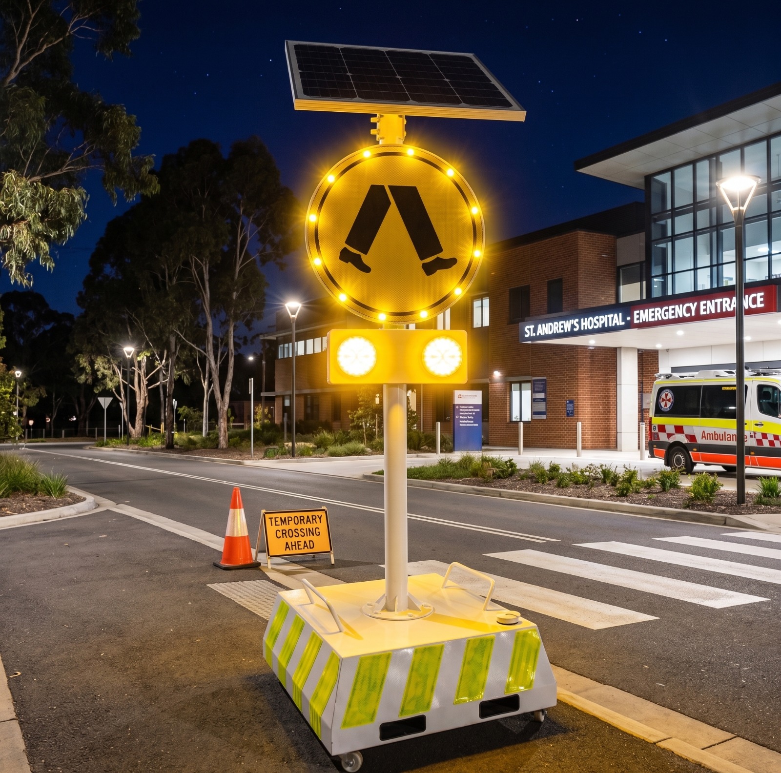 New Range of Illuminated Signs and Flashing Lights available pole mounted or with our optional portable stand